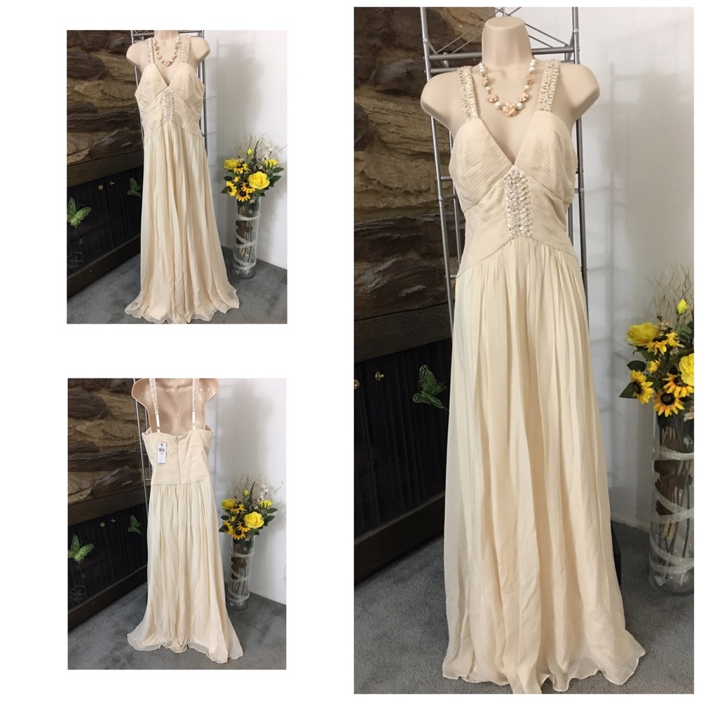 Bcbgmaxazria woven gown silk size 10